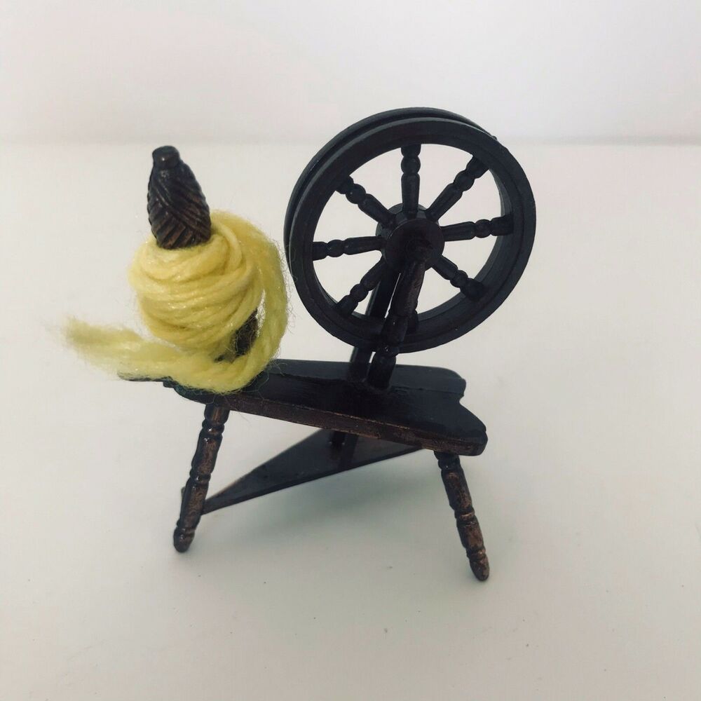 Vintage Durham Metal Diecast Spinning Wheel Dollhouse Furniture #18 1976 2-1/2"